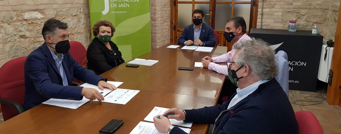Francisco Reyes, al fondo, junto a otros responsables de la Diputación implicados en este expediente de Paisajes del Olivar en Andalucía.